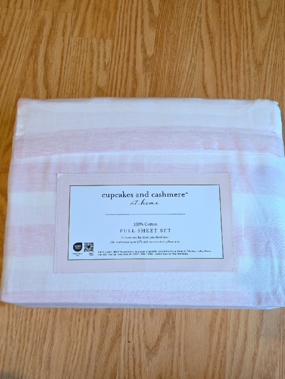 cupcakes & cashmere Pink and White Striped Full Sheet Set - Picture 3 of 5